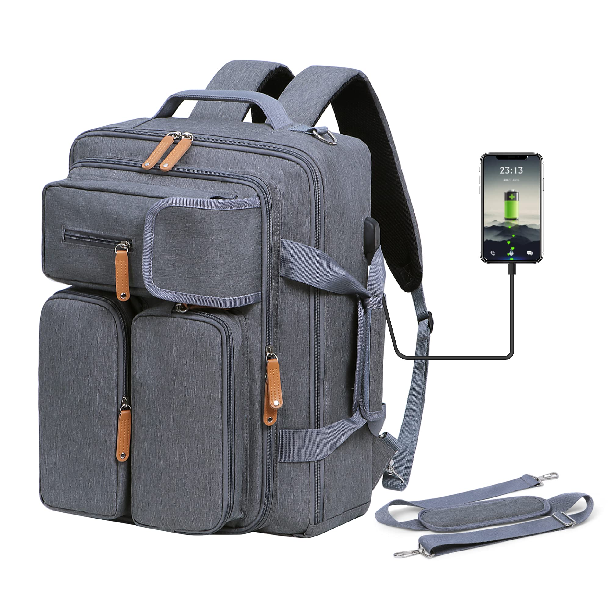 Large Waterproof Travel Backpack — Grey