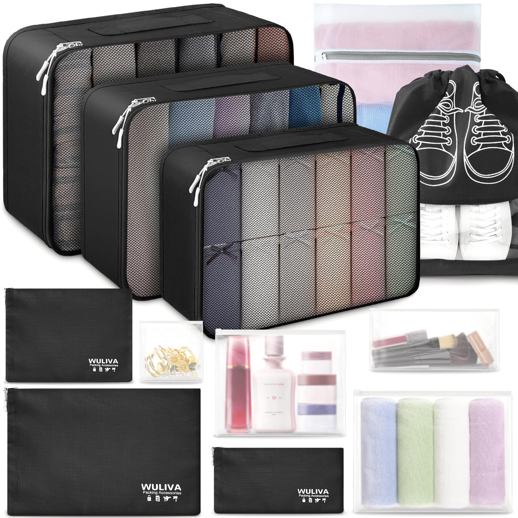12-Piece Packing Cubes Set — Black