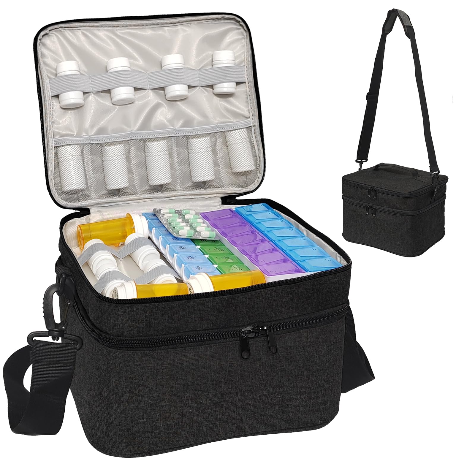 Travel Medicine Organizer Bag — Black