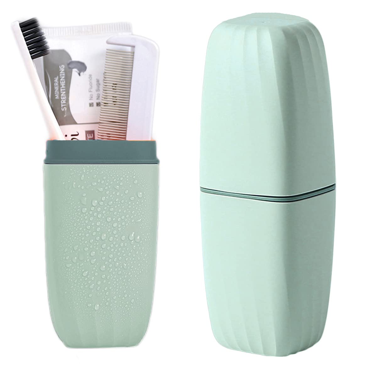 Portable Toothbrush & Cup Case — Light Blue